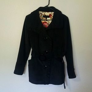 Dark Gray Button-Up Jacket w/Belt